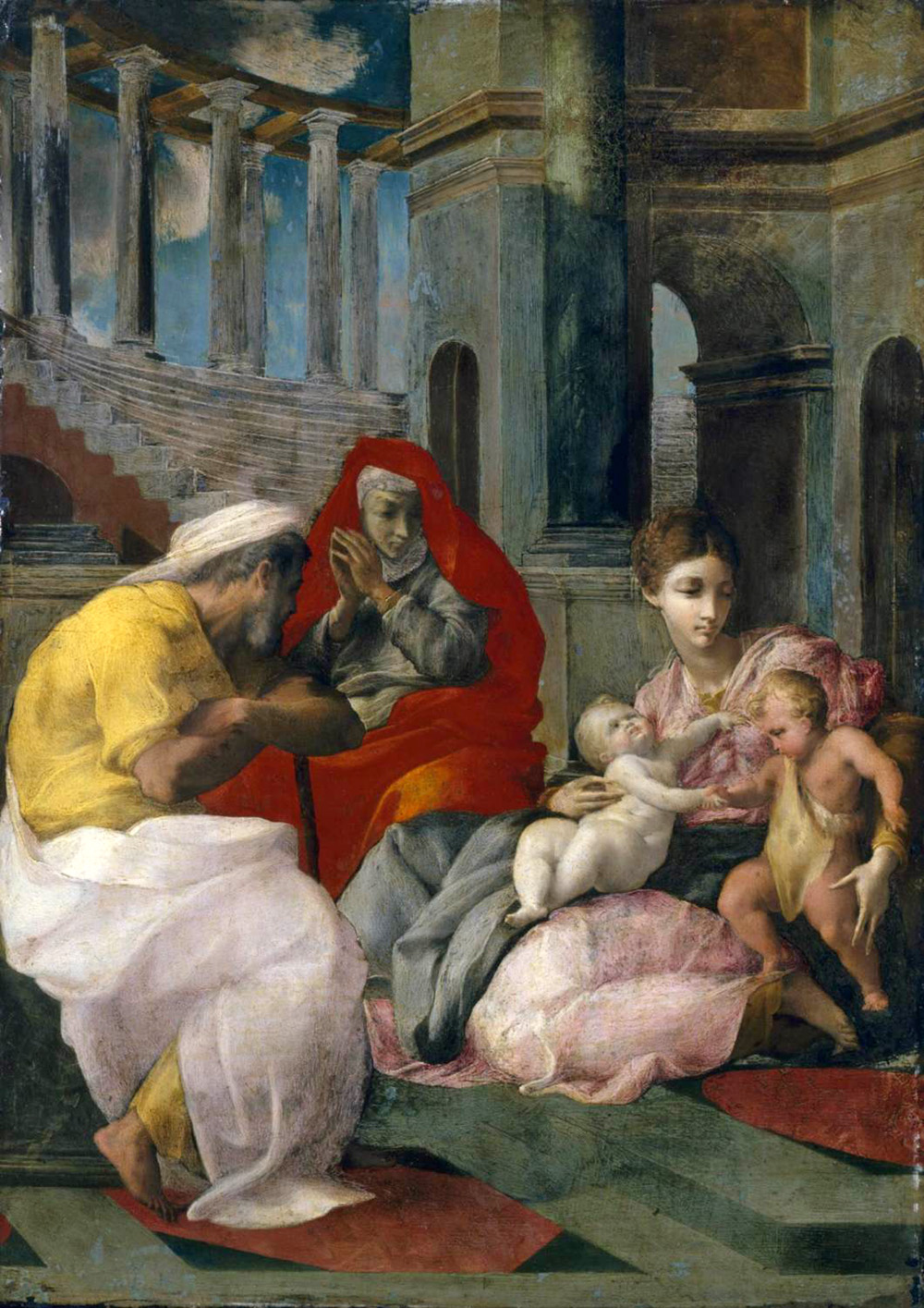 the holy family with saints elisabeth and john the baptist